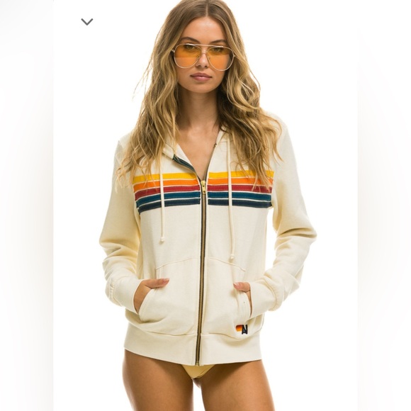 Aviator Nation 5 Stripe Hoodie-Unisex - Large - Picture 1 of 10